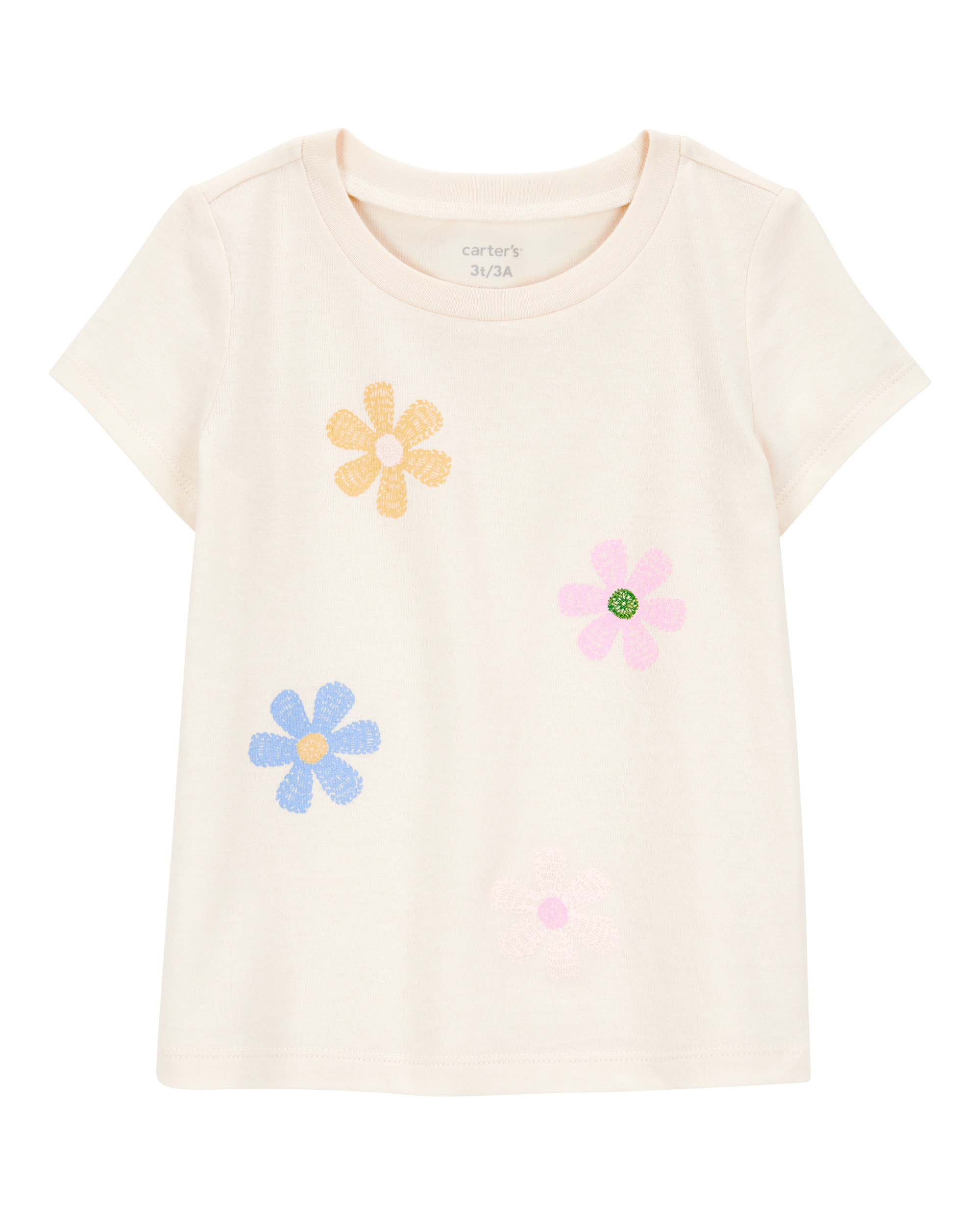 Toddler Girl Flower Short-Sleeve Graphic Tee - Cream