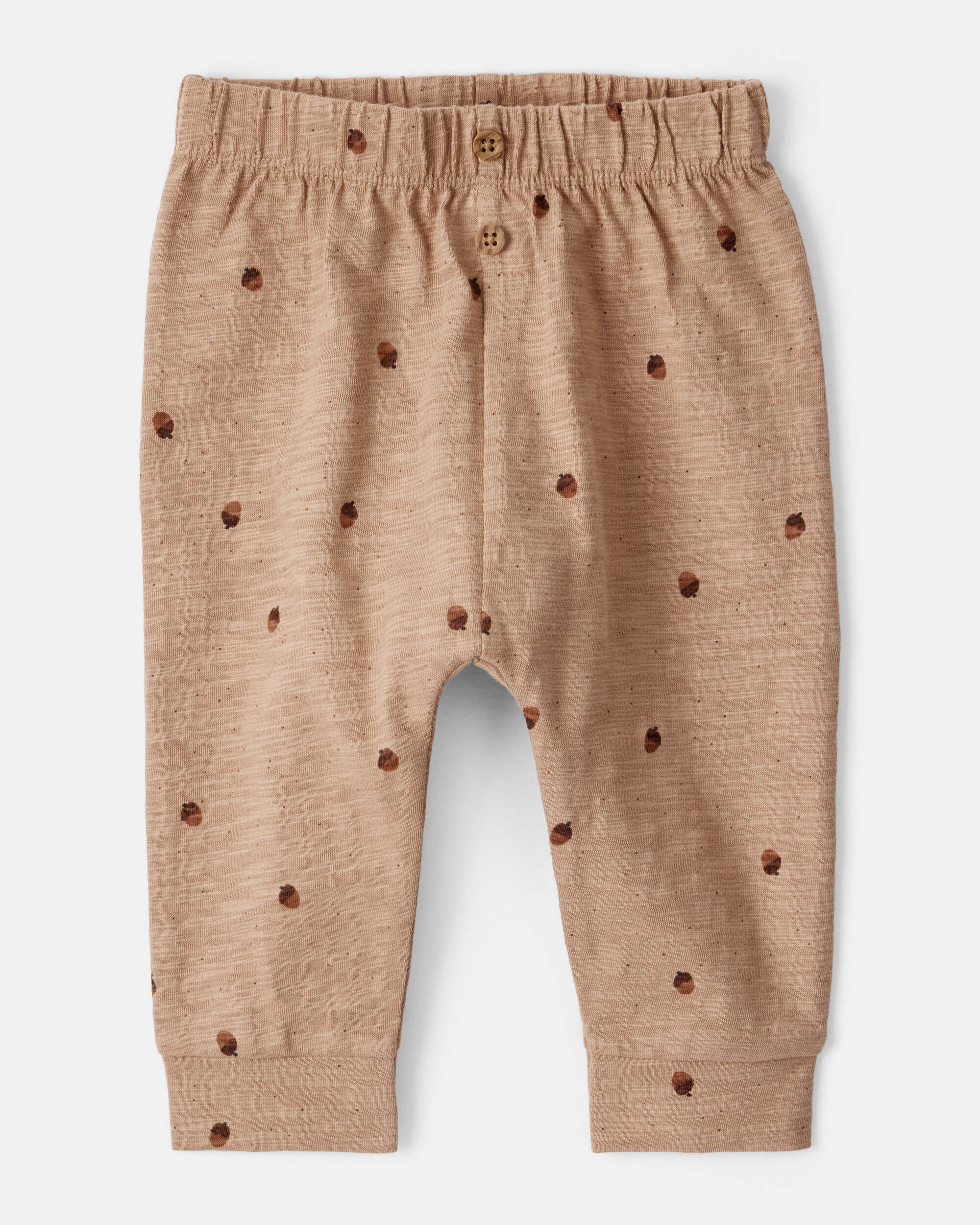 Baby 2-Piece Acorn Thanksgiving Print Cotton Long-Sleeve Tee & Pant Set - White