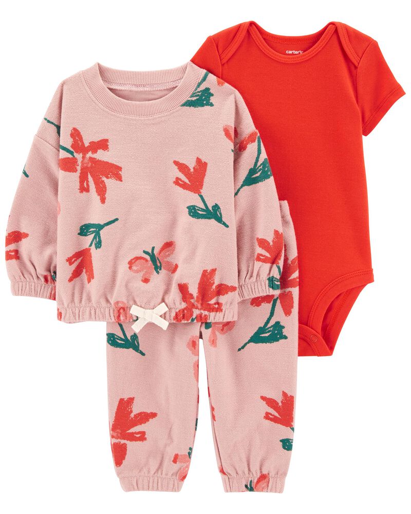 Pink Baby 3-Piece Floral Cardigan Set | carters.com