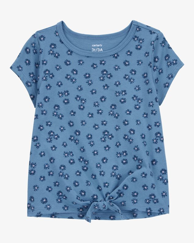 Product image 1 of Toddler Floral Tie-Front Short-Sleeve Tee - Blue