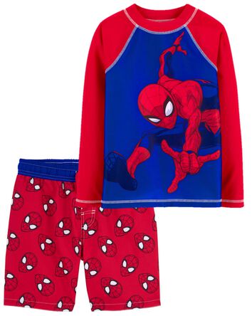 Kid Spider-Man Rashguard & Swim Trunks Set