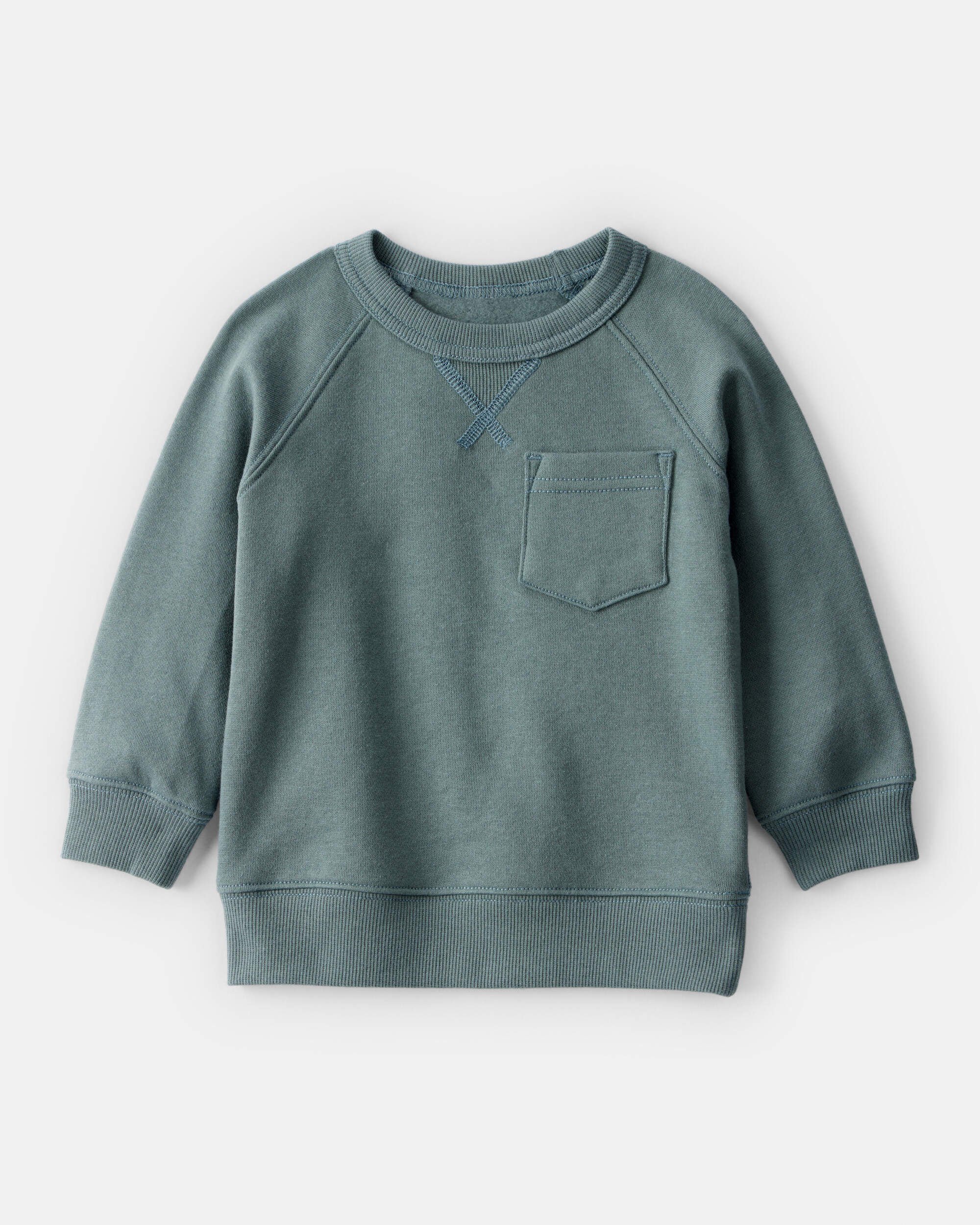 Baby Boy Solid Fleece Long-Sleeve Sweatshirt - Green