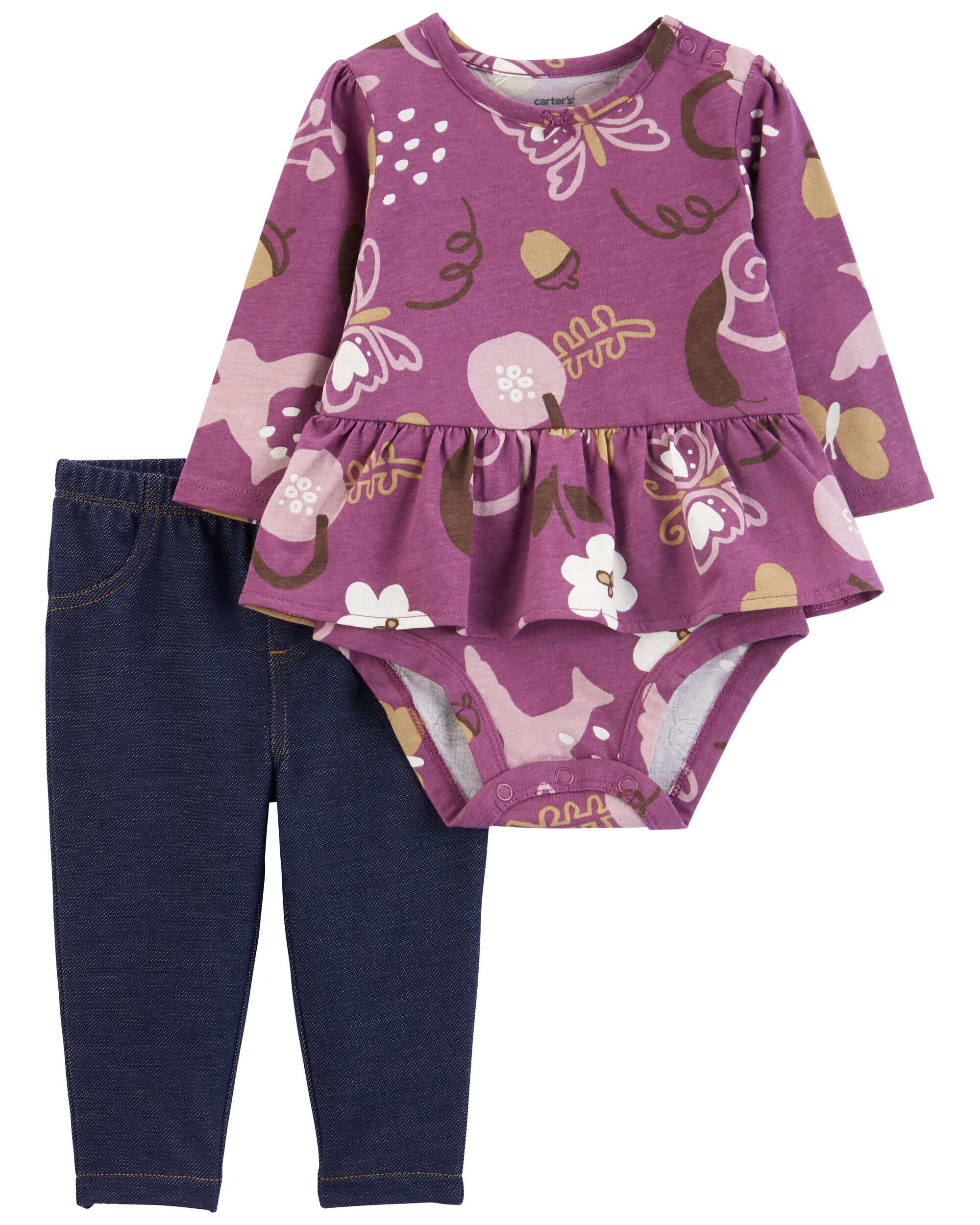 Baby 2-Piece Peplum Bodysuit & Pant Set - Carter's | Carter's