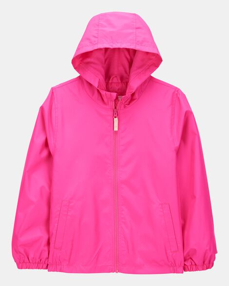 girls solid windbreaker jacket - pink