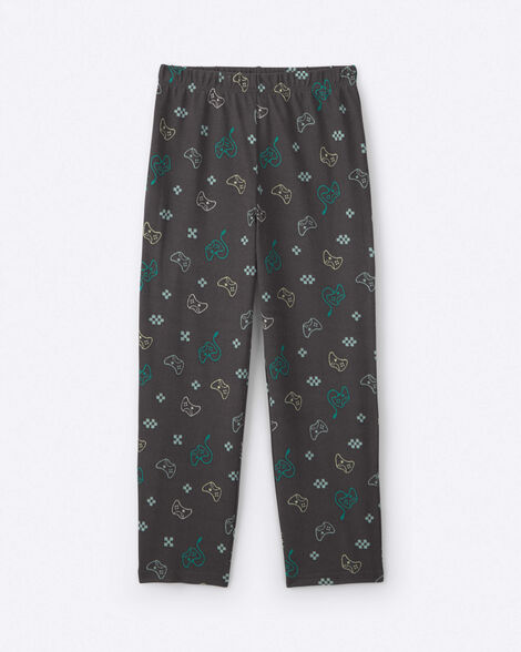 boys game controller jersey loose fit pajama bottoms - black