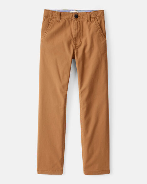 Boys Flat Front Fashion Pants - Brown
