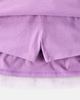Product image 2 of Kid 2-Piece Glitter Cat Tee & Tulle Tutu Skort Set - Black/Purple