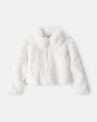 Girls Floral Print Long-Sleeve Sherpa Jacket