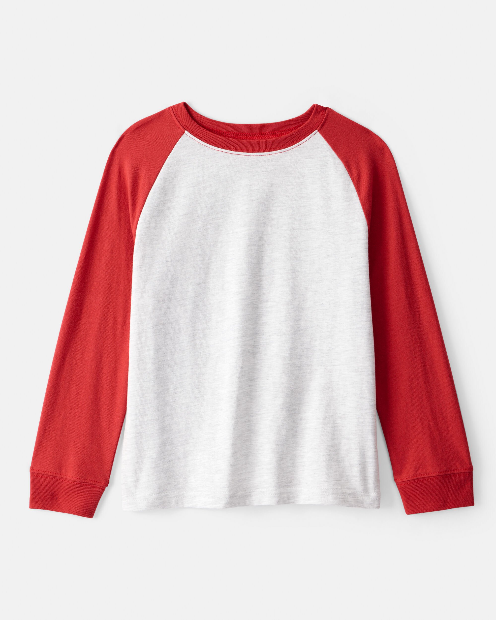 Boys Long-Sleeve Raglan Tee - White/Red