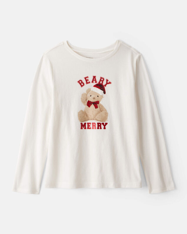 Product image 1 of Girls Berry Merry Long-Sleeve Graphic Tee - Cream