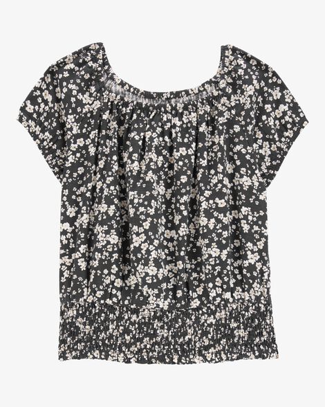  Product image 1 of Kid Square Neck Linen Look-alike Floral Top - Black
