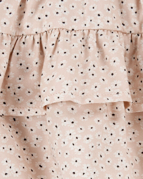 Product image 4 of Baby 2-Piece Flutter-Sleeve Rib Tank & Floral Ruffle Skort Set - Tan/White