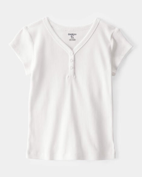  Product image 1 of Kid Ribbed Henley Short-Sleeve Shirt - Ivory