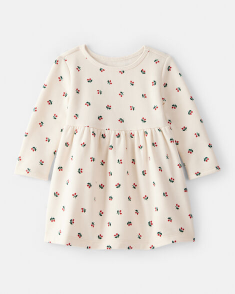 baby girl daydream fleece holly knit dress - ivory