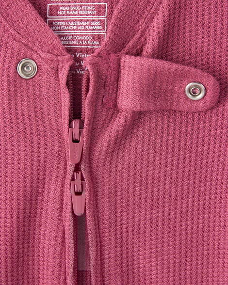 Baby Girl PurelySoft Long-Sleeve 2-Way Zip 1-Piece Pajamas - Pink
