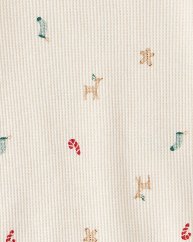 Product image 2 of Baby Christmas Print Cotton Long-Sleeve Snug Fit 2-Piece Pajamas - White