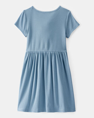 Product image 2 of Kid Ribbed Short-Sleeve Dress - Blue