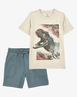 Product image 1 of Kid 2-Piece Dinosaur Tee & Shorts Outfit Set