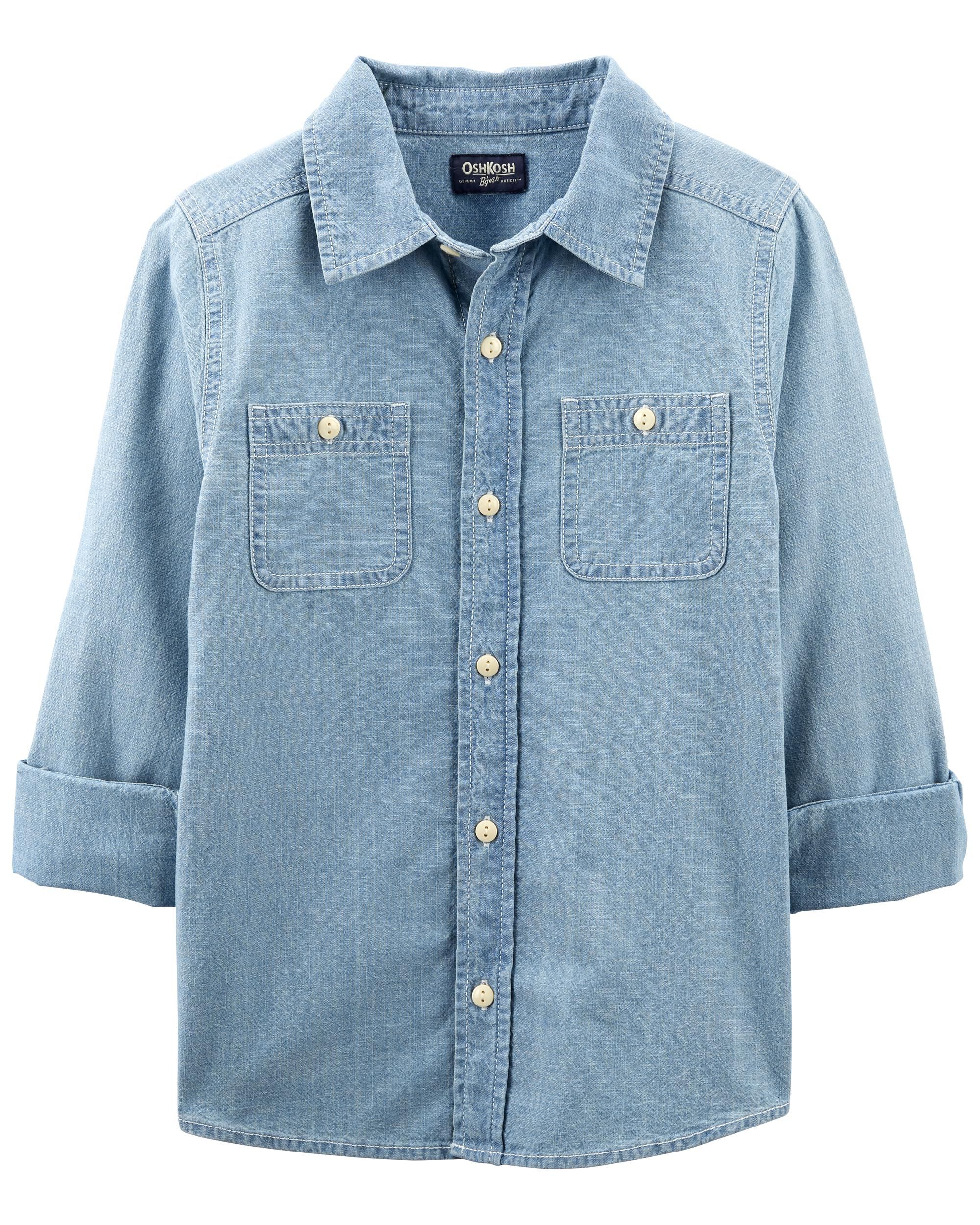 1944 WWII U.S.N. Military Long Sleeve Chambray Shirt - Blue