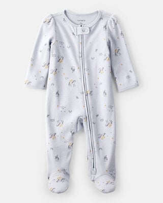 Baby Girl Bow Print Loose Fit Long-Sleeve Sleep & Play - Pink