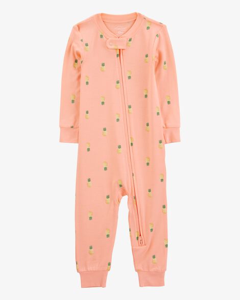  Product image 1 of Baby Pineapple Print PurelySoft Footless 1-Piece Pajamas - Coral