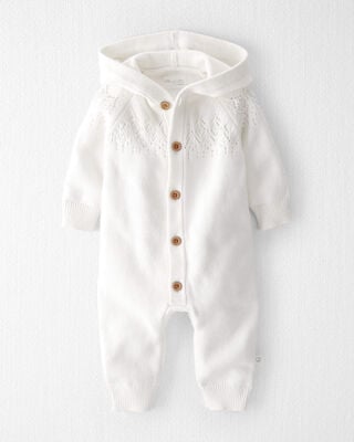 Baby Organic Cotton Ribbed Sweater Knit Jumpsuit
