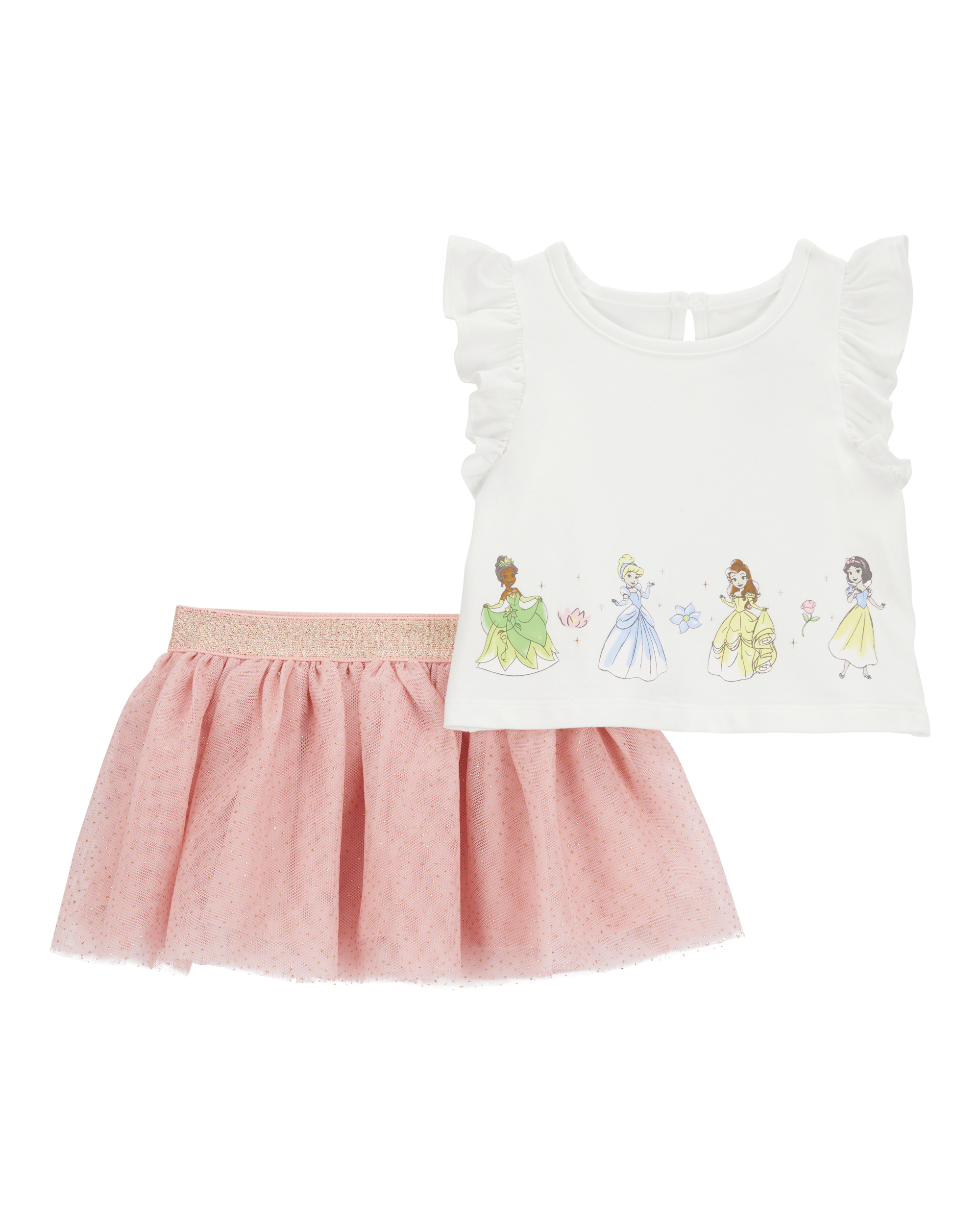 Baby Girl 2-Piece Disney Princesses Tee & Tutu Skirt Set - White/Pink