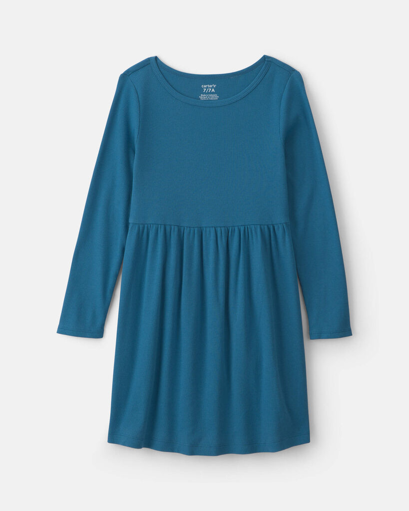 Carter's girls rib long-sleeve dress 10 Blue