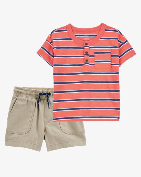  Product image 1 of Baby 2-Piece Henley & Shorts Outfit Set