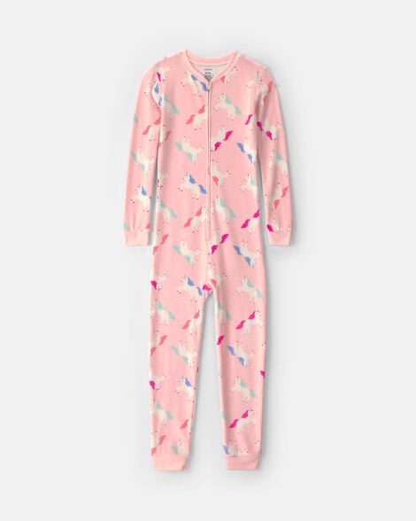 girls 1-piece unicorn dreamplush snug fit pajama - pink
