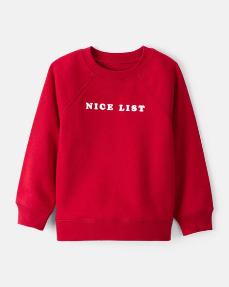 toddler boy daydream fleece christmas nice list long-sleeve pullover sweatshirt - red