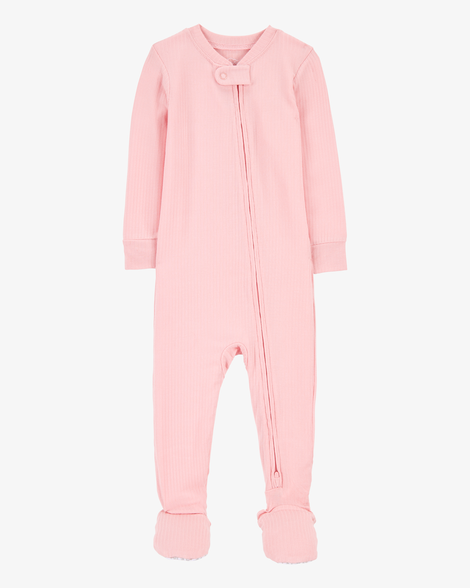 baby girl solid purelysoft footie 1-piece pajamas - pink