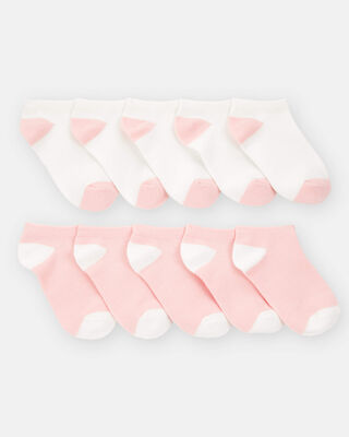 Product image 1 of Girls 10-Pack No Show Socks - Pink/White