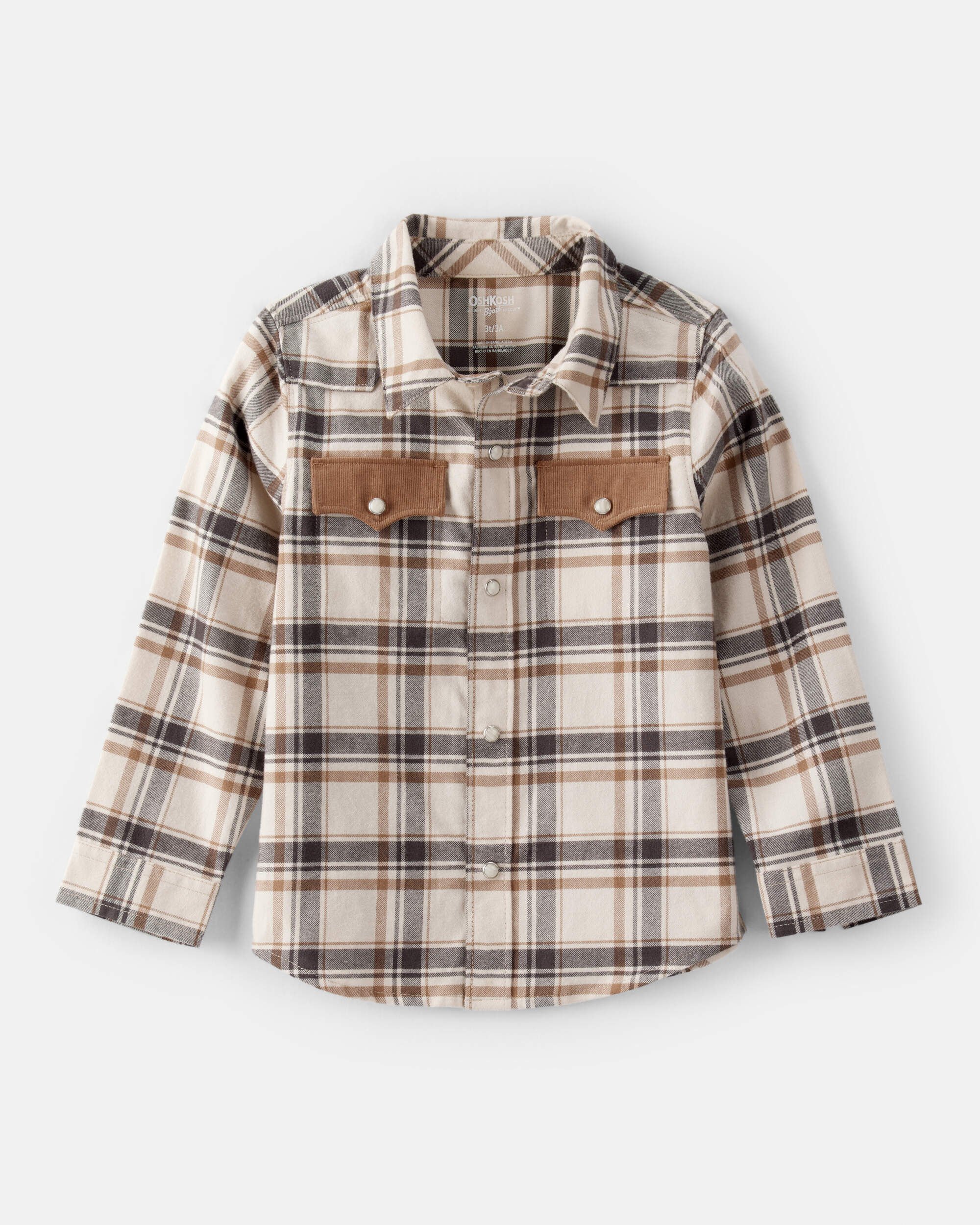 Toddler Boy Western Plaid Cotton Long-Sleeve Button-Down
