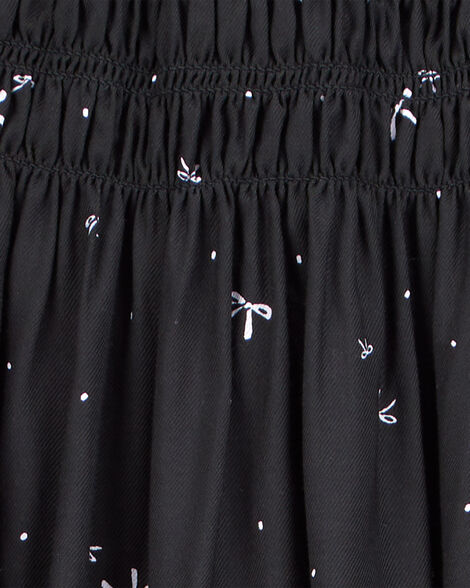 Product image 4 of Kid 2-Piece Pointelle Tee & Bow Print Maxi Skirt Set - Black/White