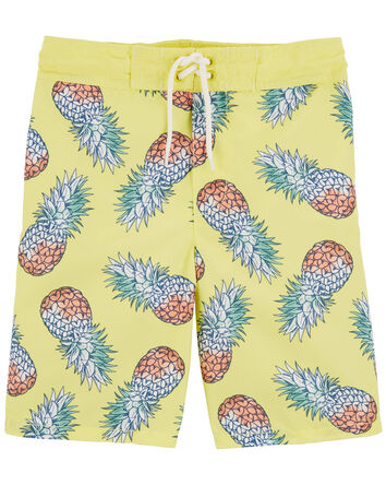 Kid Pineapple Print Swim Trunks