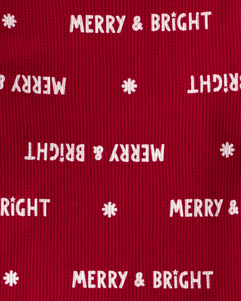 Toddler Merry & Bright Christmas Cotton Long-Sleeve 2-Piece Pajamas - Red