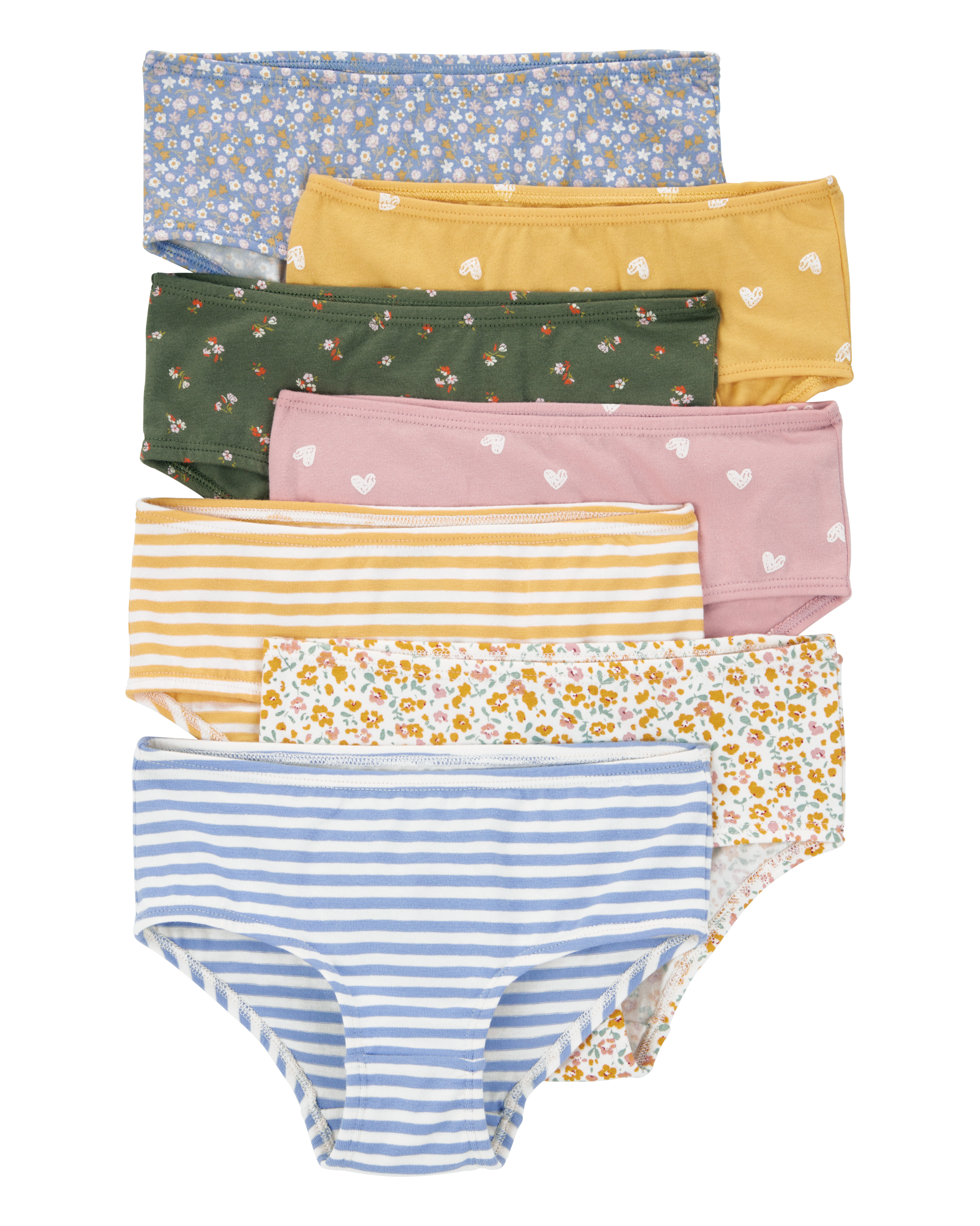 Toddler 7-Pack Floral Hearts Brief Stretch Cotton Underwear