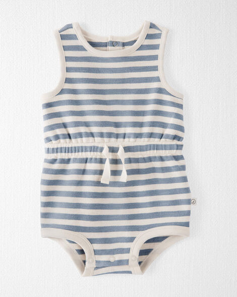 Organic Cotton Striped Romper Brown & Blue Organic Cotton Striped Romper Brown & Blue