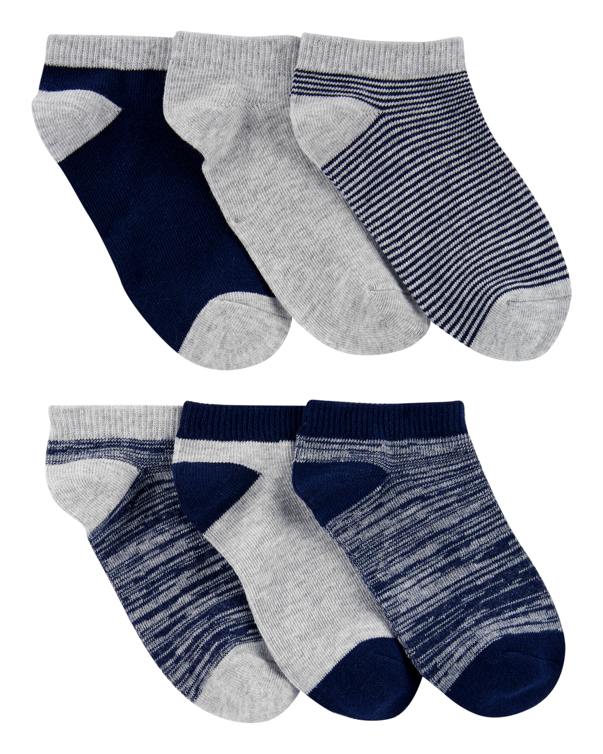 Boys 6-Pack No-Show Socks - Grey