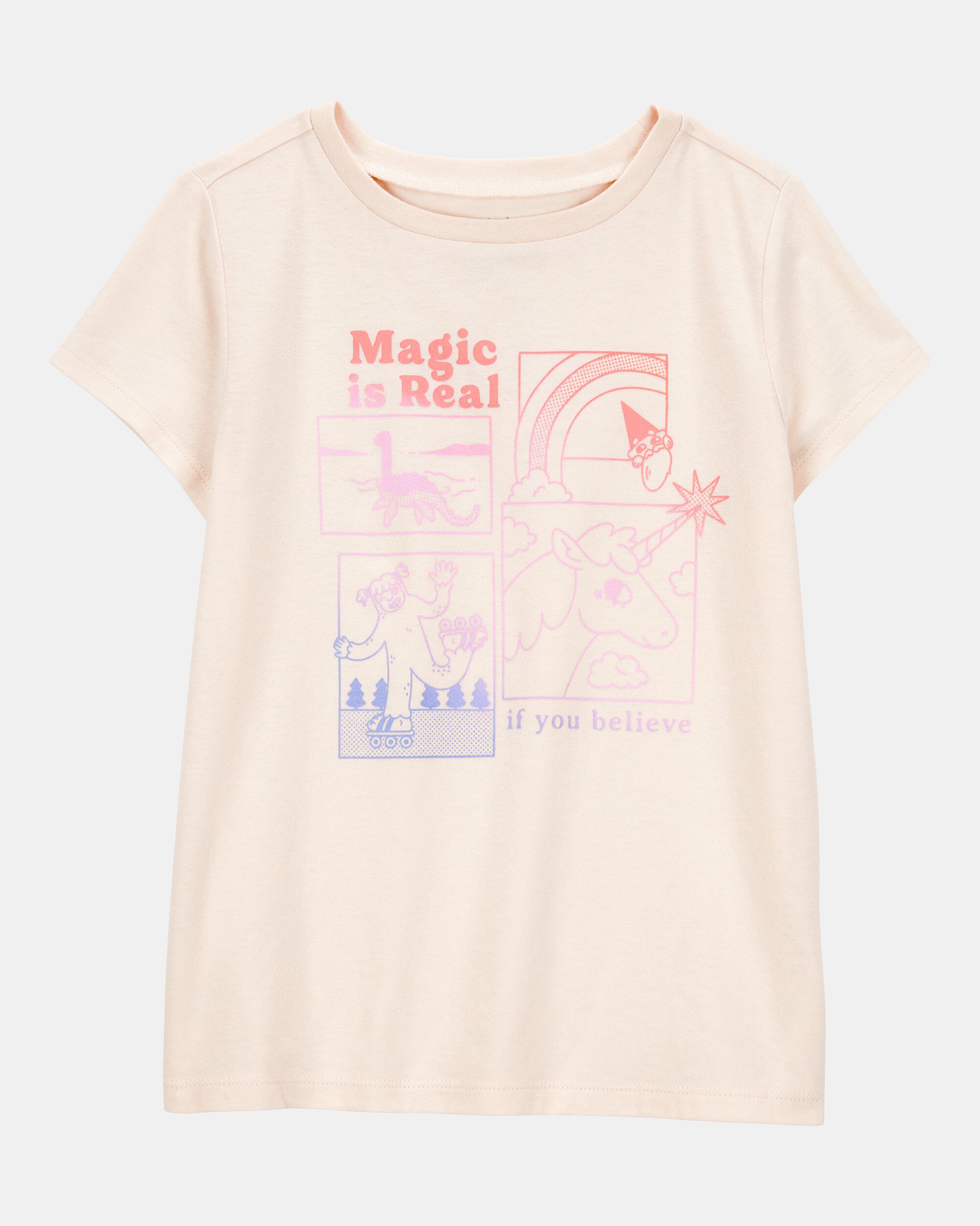 Girls Magic Is Real Short-Sleeve Graphic Tee - Ivory