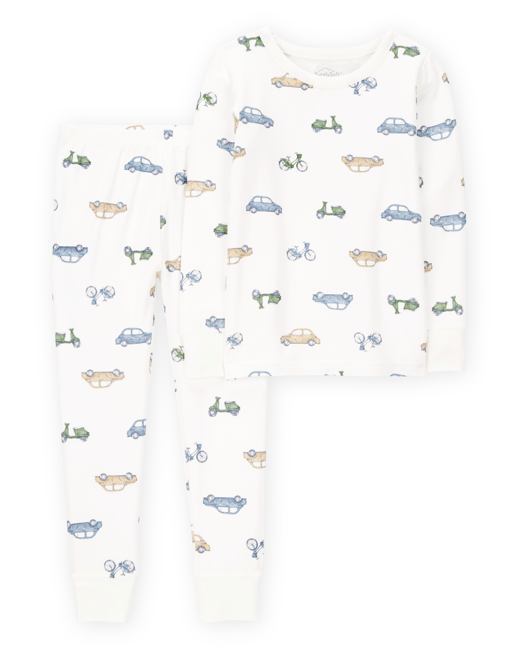 Toddler Boy Car Print PurelySoft 2-Piece Pajamas - Ivory