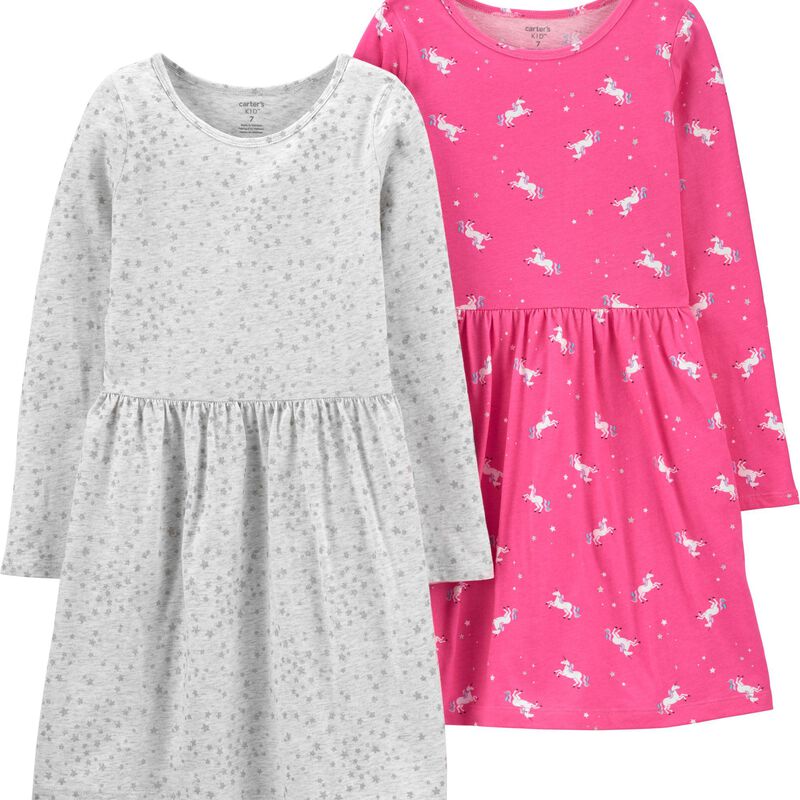 2 Pack Unicorns Stars Jersey Dresses Carters Com
