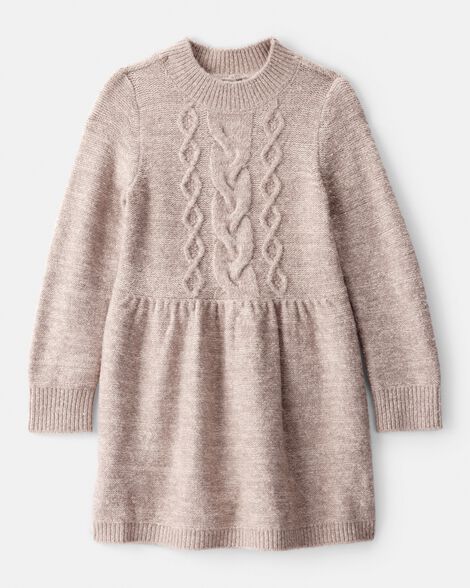Toddler Girl Sweater Knit Long-Sleeve Dress - Brown