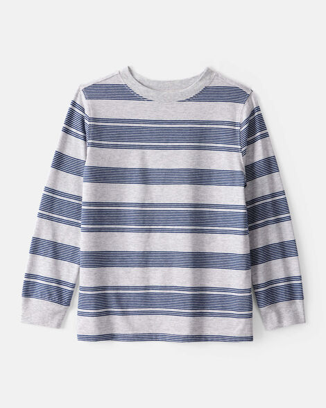 Product image 1 of Boys Striped Long-Sleeve Tee - Grey/Navy