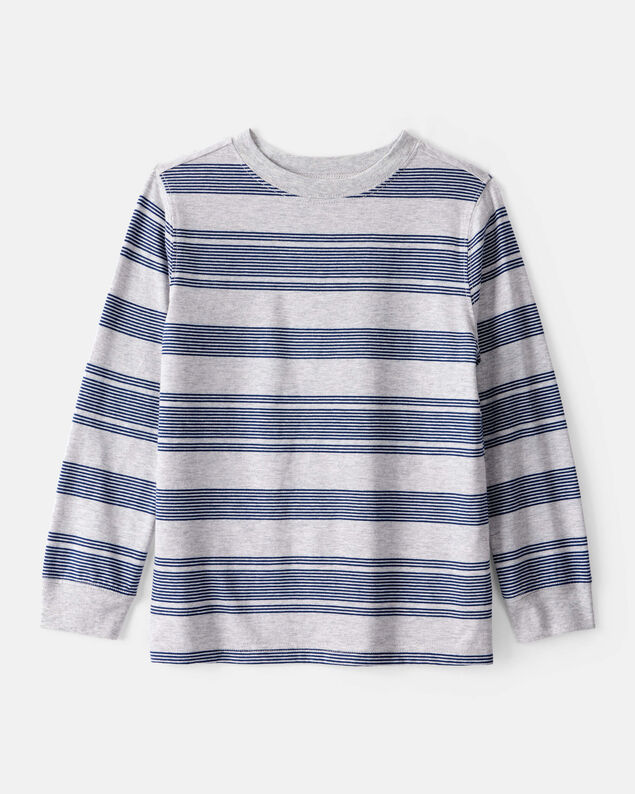 Product image 1 of Boys Striped Long-Sleeve Tee - Grey/Navy