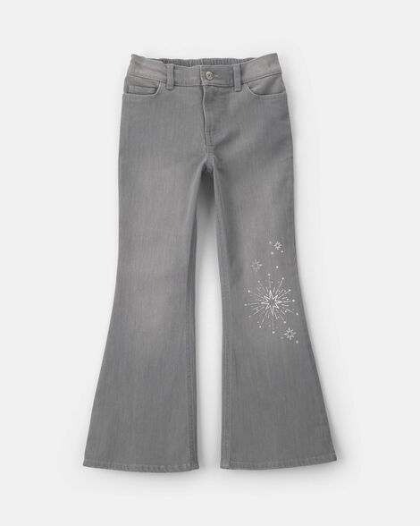 Girls Shine Denim Flare Jeans - Light Wash