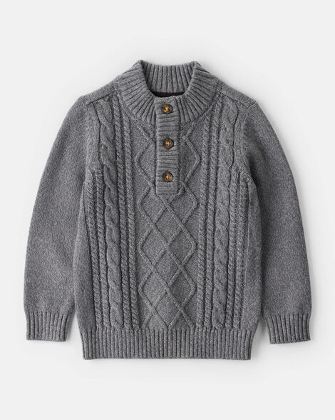 Toddler Boy Cable-Knit Long-Sleeve Sweater - Grey