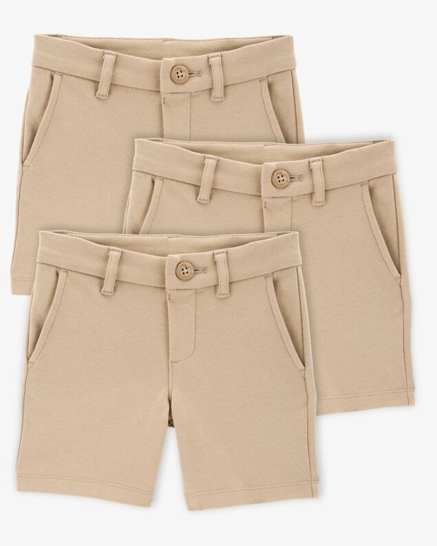 Product image 1 of Toddler 3-Pack Ponte Knit Uniform Shorts - Khaki