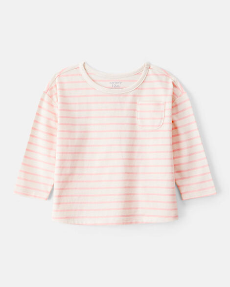 Product image 1 of Baby Girl Striped Long-Sleeve Top - Pink